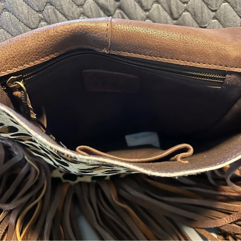 The Dolly Genuine leather fringe leopard crossbody - Picture 5 of 6